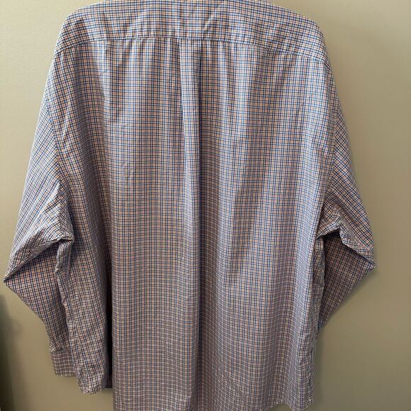 Polo Ralph Lauren Men's Blue/orange Checkered Shirt 18 neck 34/35 arm length - Picture 2 of 7
